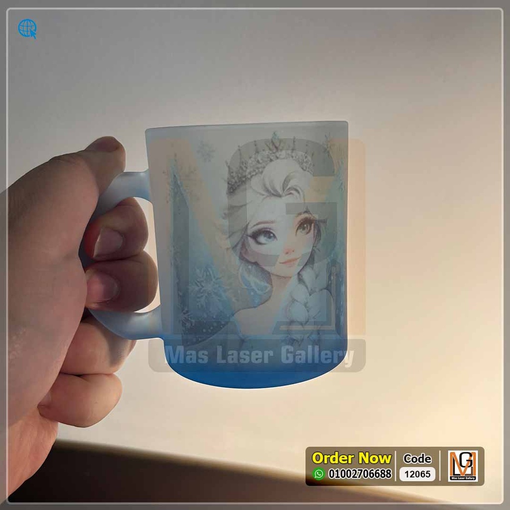 مج زجاج شفاف ازرق  شامل الطباعه *10* | 12065