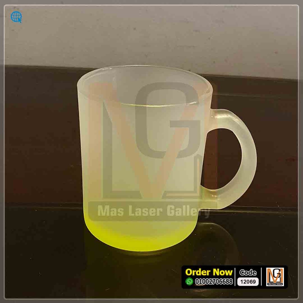 مج زجاج شفاف اصفر  شامل الطباعه *10* | 12069