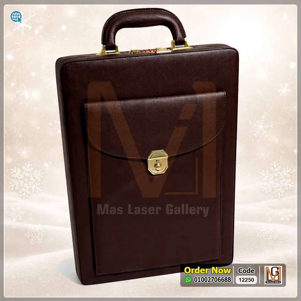 شنطة جلد بني غامق طولي | 12248