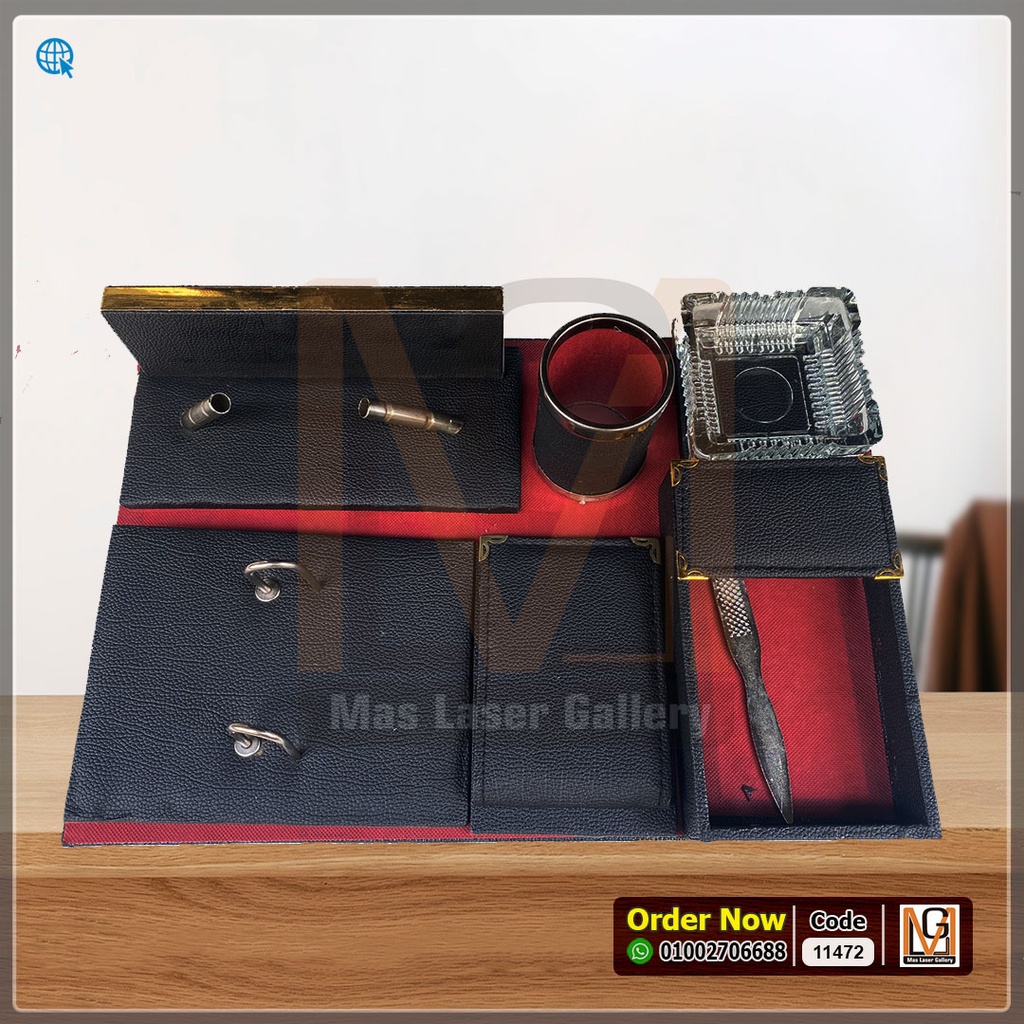 طقم مكتب جلد اسود ( 8 قطع) *20* | 11472