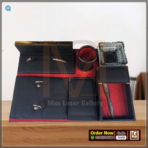 طقم مكتب جلد اسود ( 8 قطع) *20* | 11472