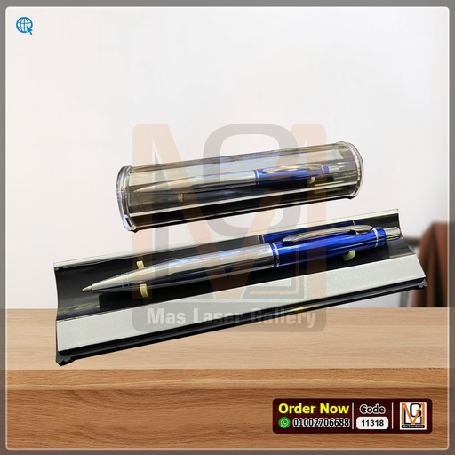 قلم معدن بعلبه ازرق × فضي *5* | 11318