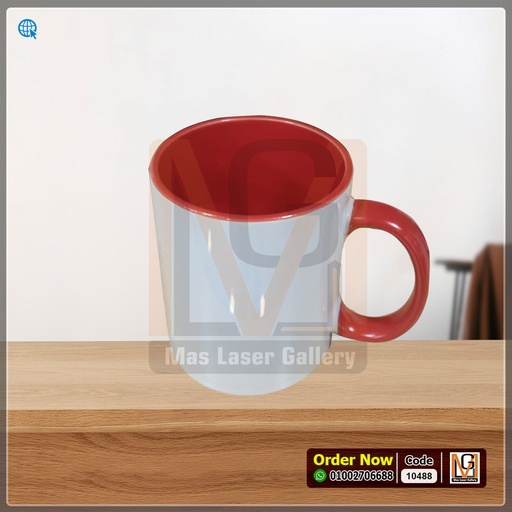 [133101] مج ابيض يد وداخلي احمر بعلبه *14*  | 10488