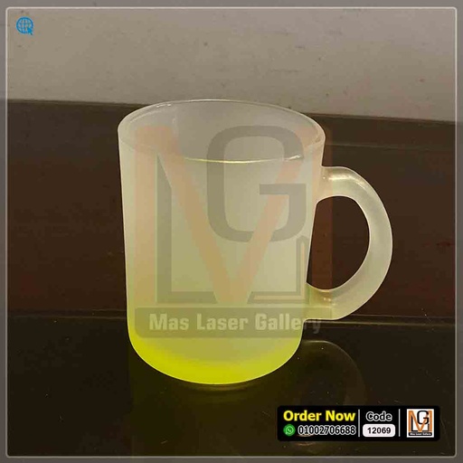 [132811] مج زجاج شفاف اصفر  شامل الطباعه *10* | 12069