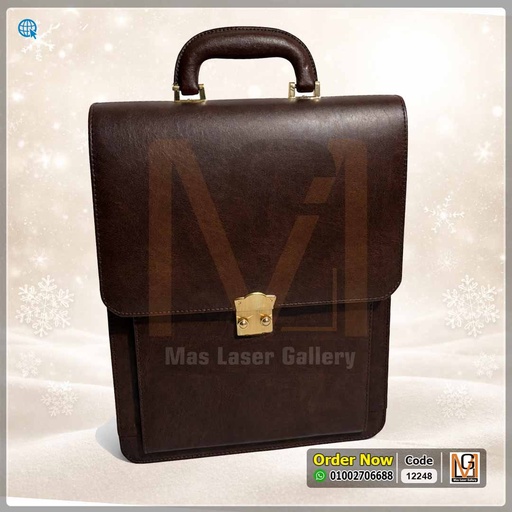 شنطة جلد بني غامق طولي | 12248