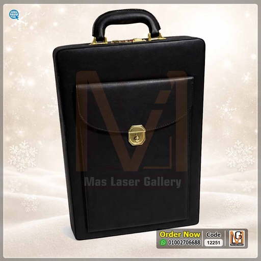 شنطة جلد اسود طولي | 12249