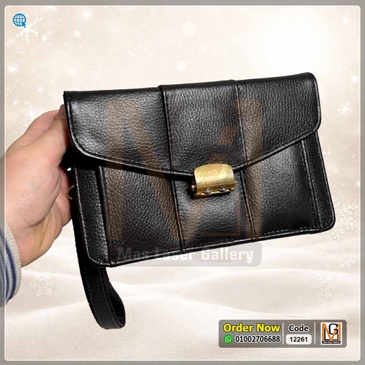 شنطة يد جلد اسود | 12261